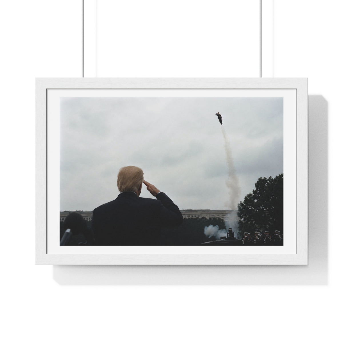 Donald Trump Salutes, Surreal Decor Art, Large Framed Print