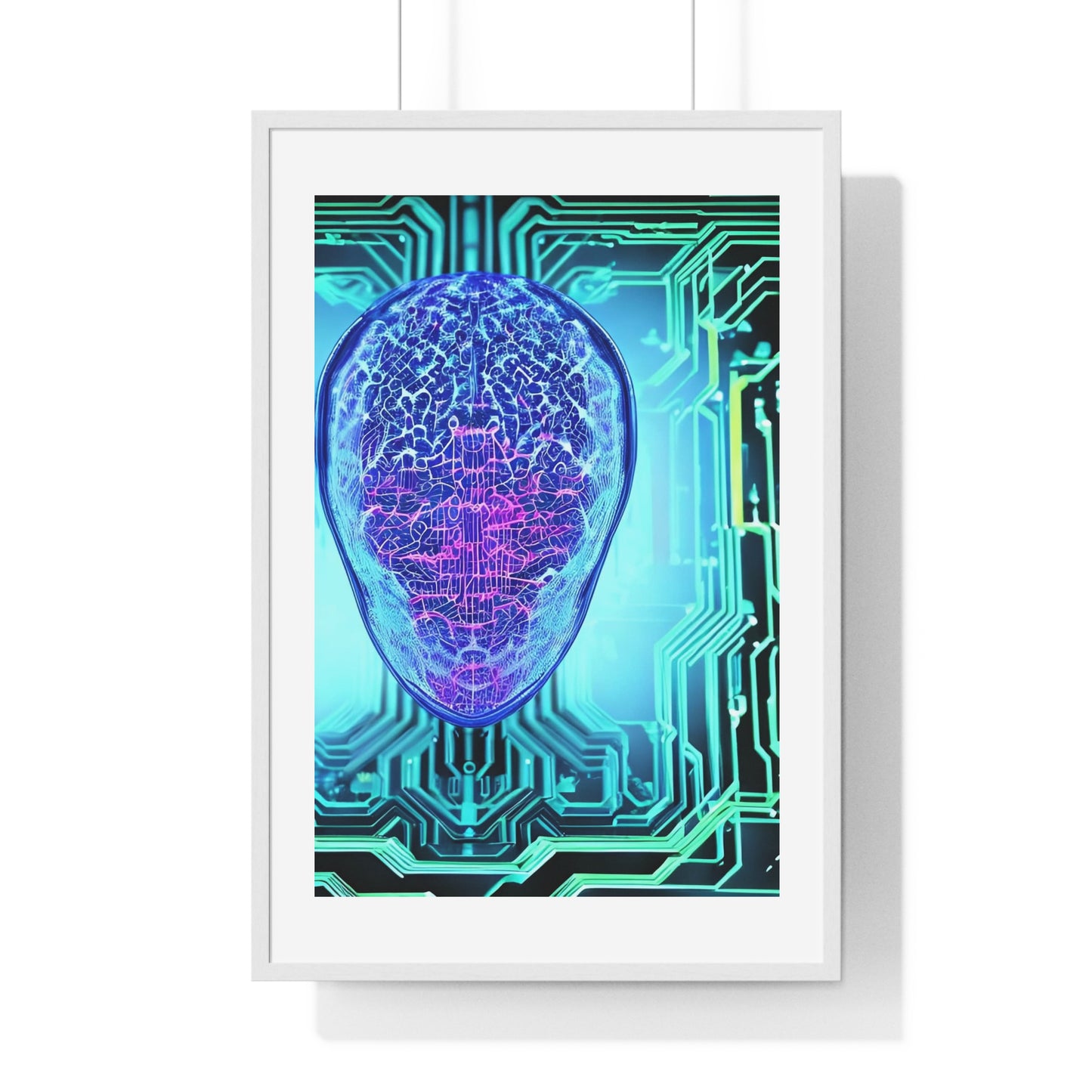 Artificial Intelligence Self Portrait, Psychedelic Framed Art Print 'Designed by AI'