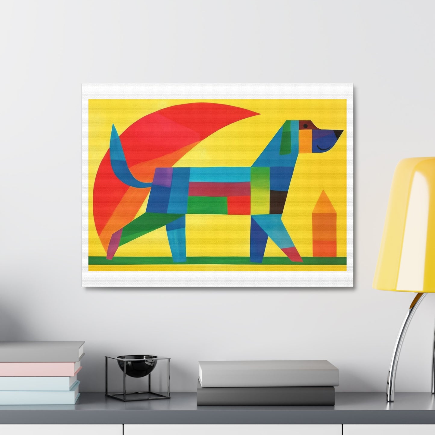 Minimal Simple Dog Art Painting 'Designed by AI' Art Print on Canvas