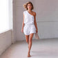 Vireous Cotton-Linen One-Shoulder Sleeveless Summer Top and Shorts Set