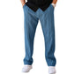 Vireous Men's Trousers, Sports Casual Loose Straight Pants, with Drawstring