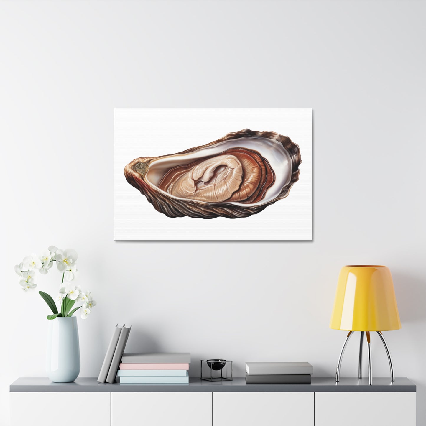 Jewellery Oyster Clam Invertebrate Art Print on Satin Canvas, Stretched