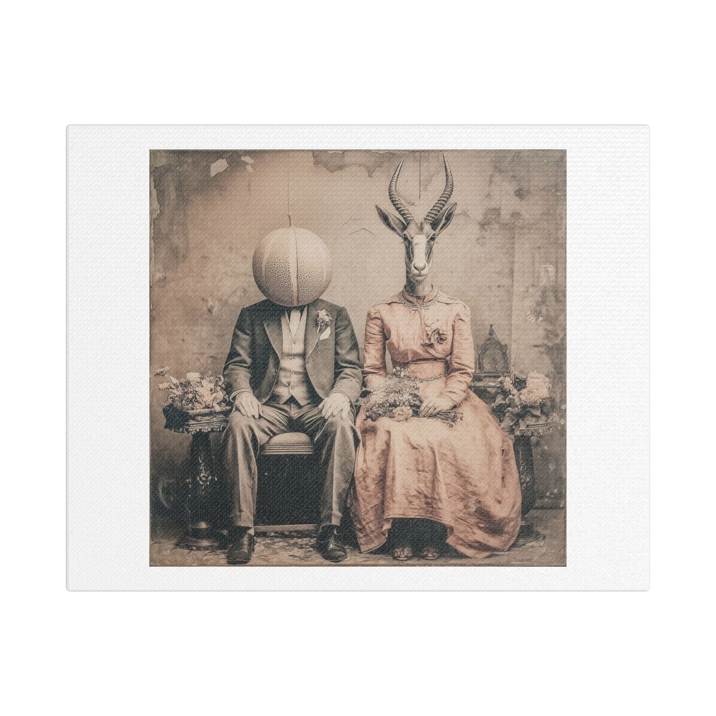 The Cantaloupe and the Antelope, Portrait Art 'Designed by AI', Print on Canvas