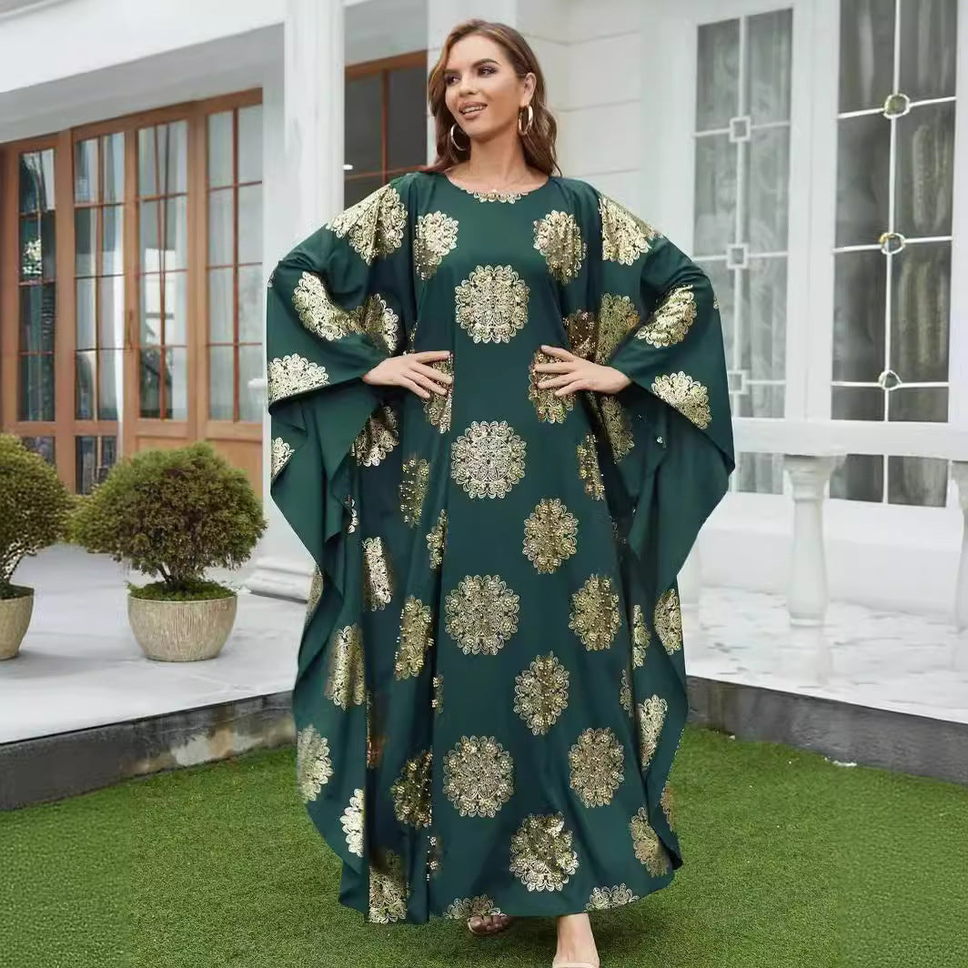 Middle East-Style Batwing Sleeve Women's Robe Dress