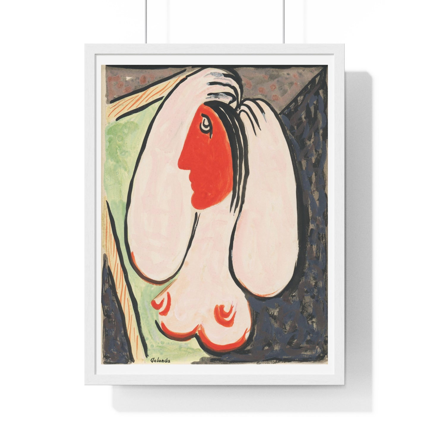 In Front Of a Mirror (1937–1938) Abstract Woman Illustration by Mikulas Galanda Framed Art Print