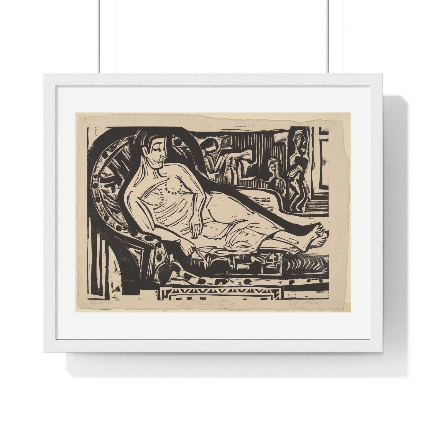 Woman Lying on a Sofa (1926) by Ernst Ludwig Kirchner, from the Original, Framed Art Print