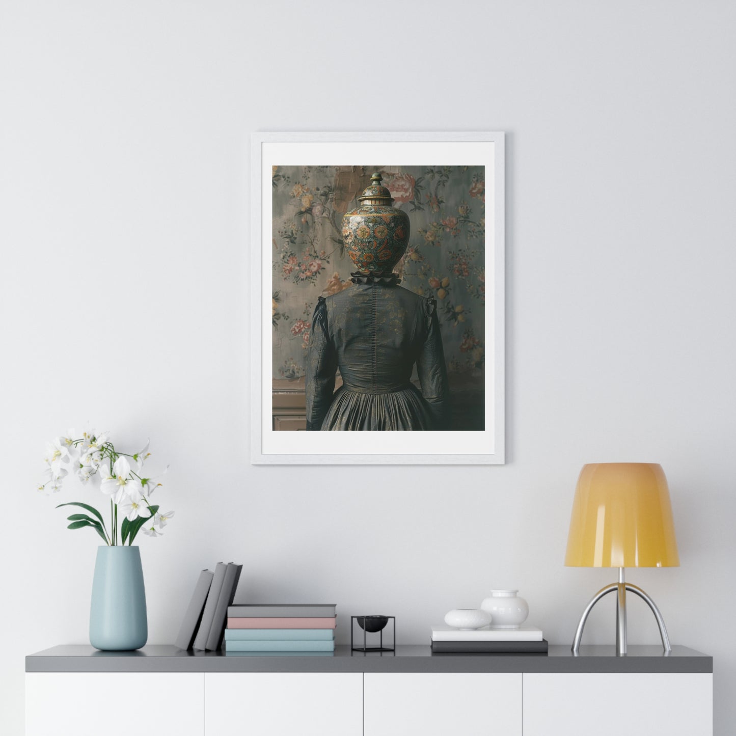 Head Replacement II, Abstract Art 'Designed by AI', Framed Art Print
