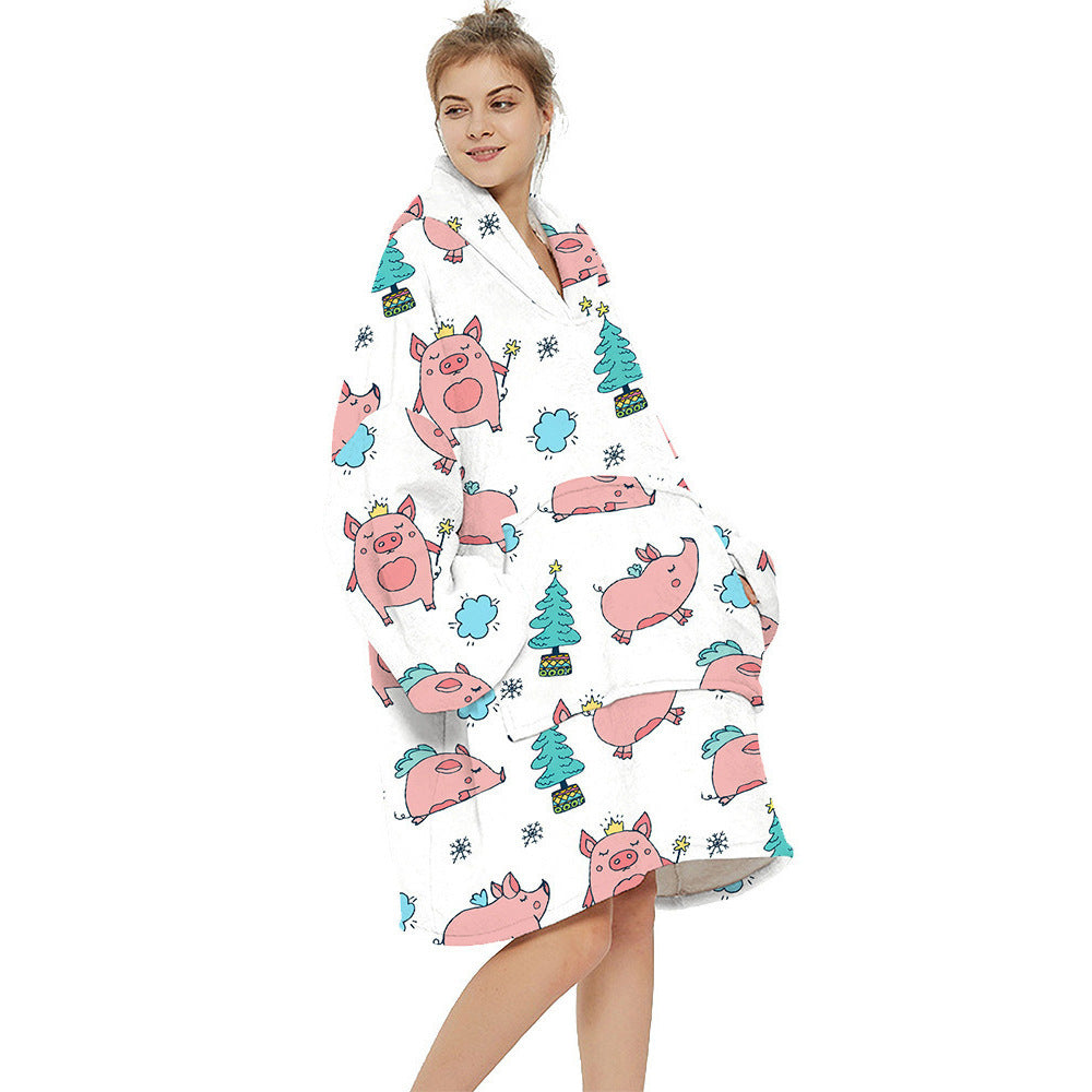 Extra-Large Printed Warm Layabout Blanket Hoodie
