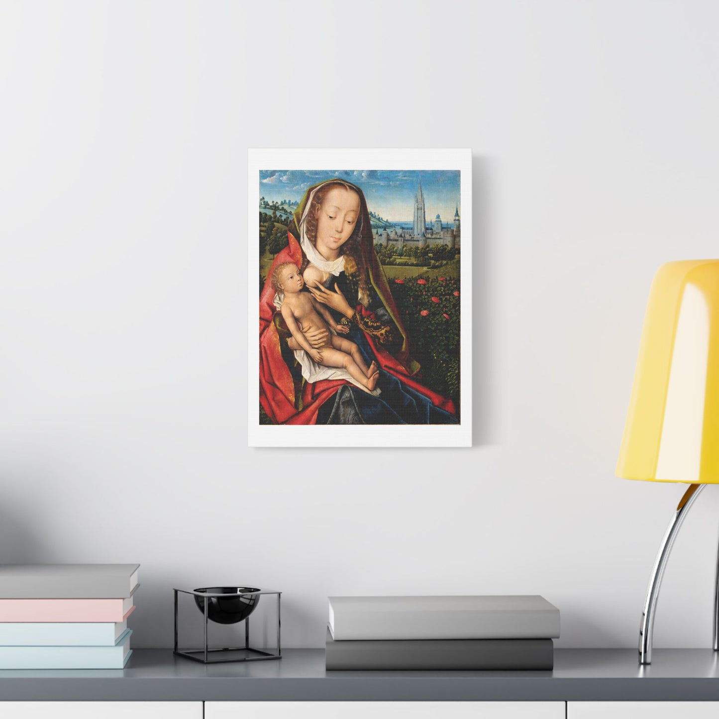 Virgin and Child in a Landscape (1480–90) by Master of the Legend of Saint Lucy, from the Original, Art Print on Canvas