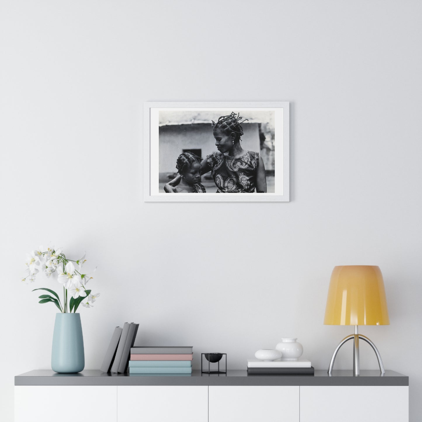 Benin, A Woman and Child with Braided Hairstyles, Vintage Photograph by Herbert Meyerowitz, Framed Print