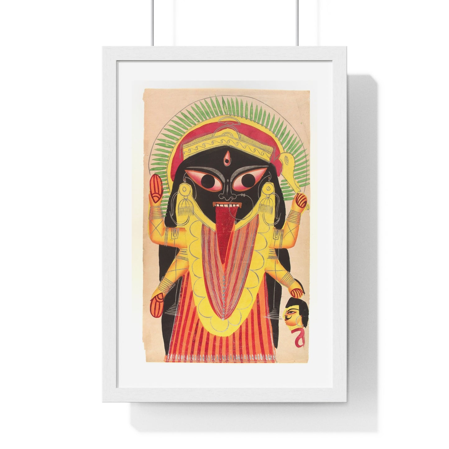 Kali Holding a Demon's Head, Indian Watercolour, from the Original, Framed Art Print