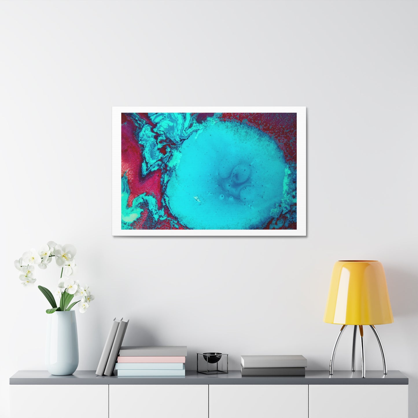 Turquoise Pattern Abstract Art Print on Satin Canvas