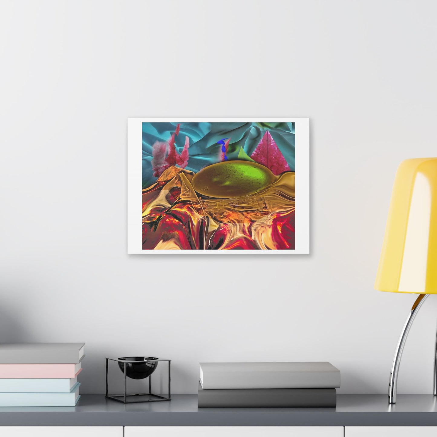 Digital Pastiche Abstract Art 'Designed by AI' Satin Canvas Print