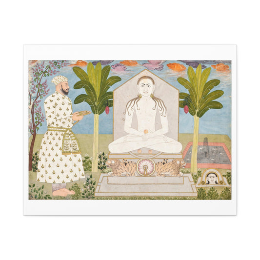 Rai Sabha Chand at a Jain Shrine (circa 1675-1700) by Ali Reza, Art Print from the Original on Canvas