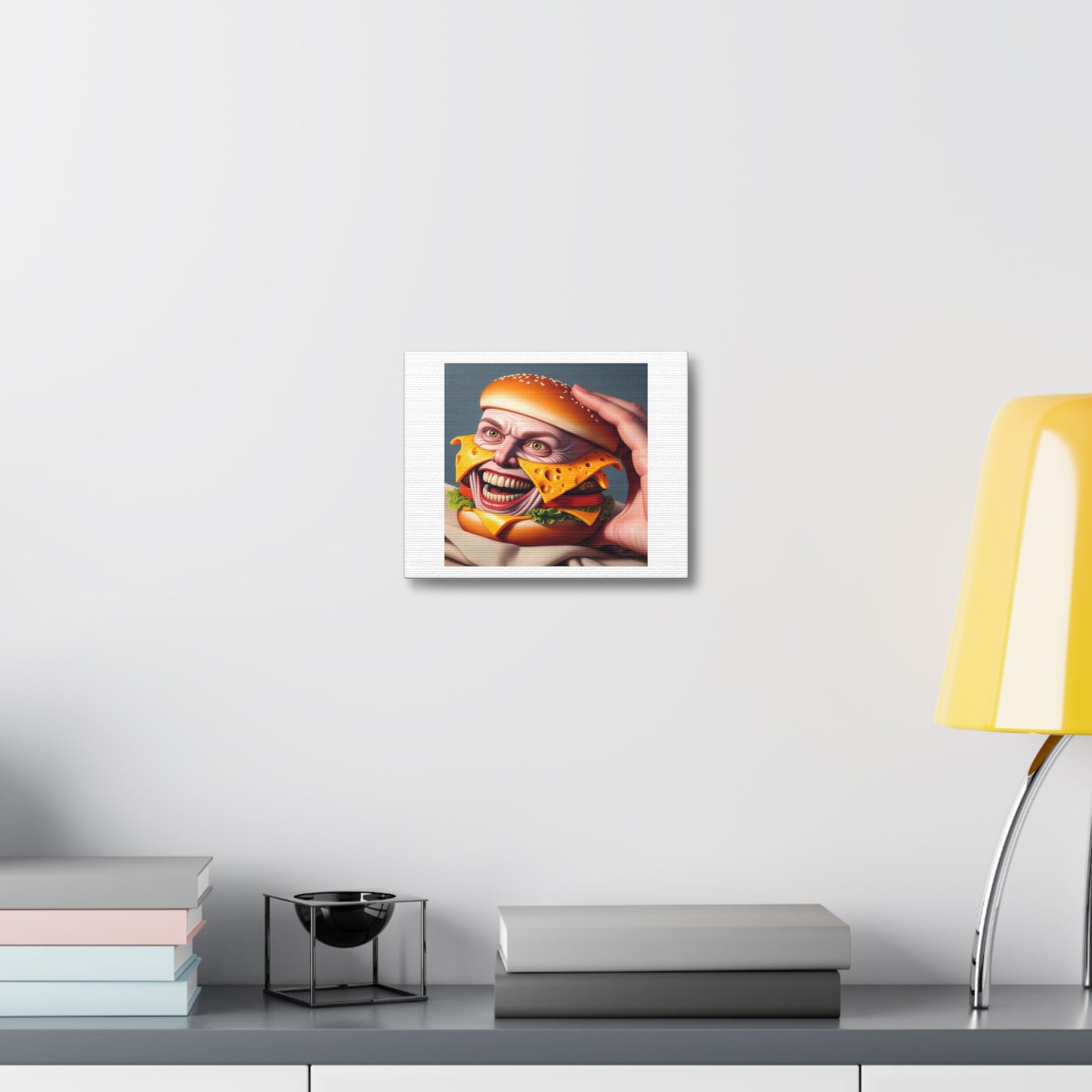 New Horror Movie 'Burger Man' Just Dropped, Art Print 'Designed by AI' on Canvas