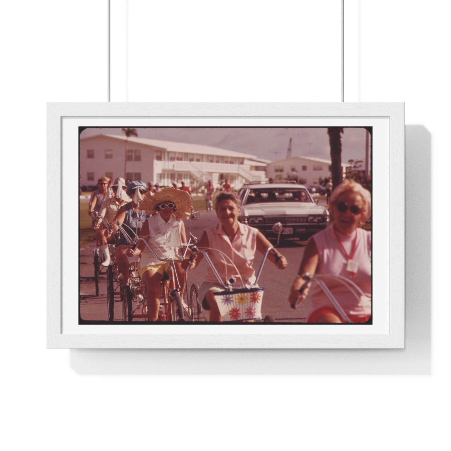 Tricycle Club at the Century Village Retirement Community (circa 1973) Vintage Photography by Flip Schulke, Framed Print