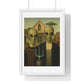 American Gothic Remixed, Midwestern American Aliens 'Designed by AI', Framed Art Print