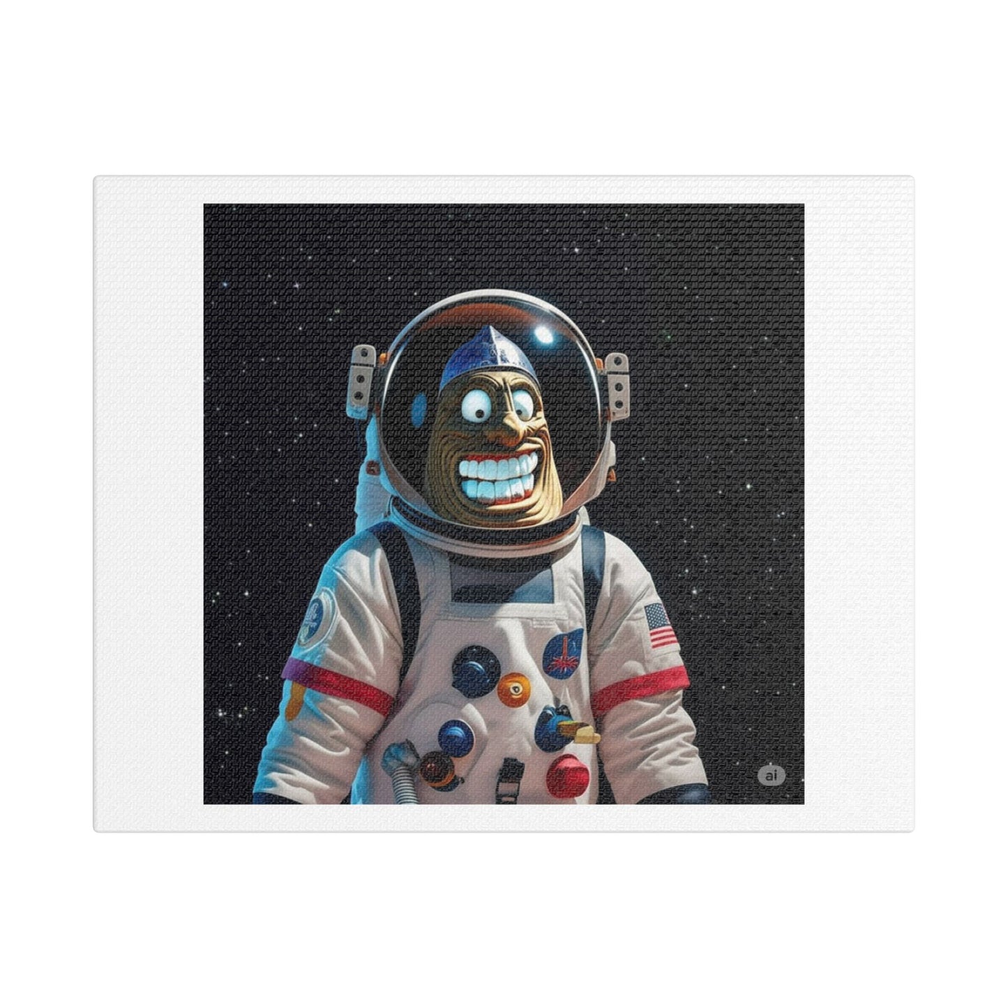 Cartoon Astronaut Portrait Art 'Designed by AI', Art Print on Canvas