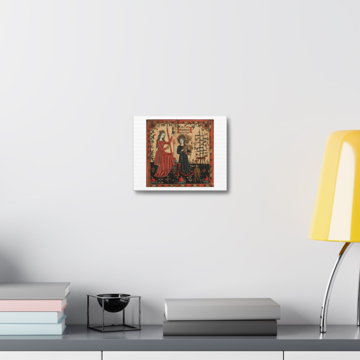 High Gothic Art Print, Girl Being Admonished by Her Mom 'Designed by AI' on Satin Canvas