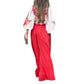 Vireous Rose Printed Shirt Red High-Waist Trousers Suit