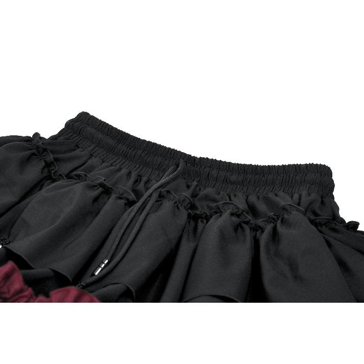 Dark in Love Black Crimson Gothic Tiered Skirt