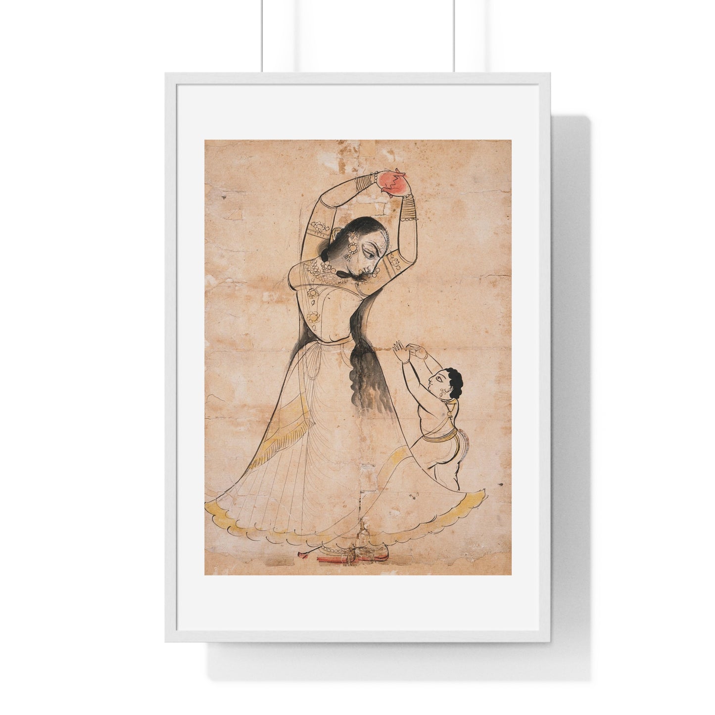 Mother and Child (1900) Ink and Opaque Watercolour by Bagta from the Original, Framed Art Print