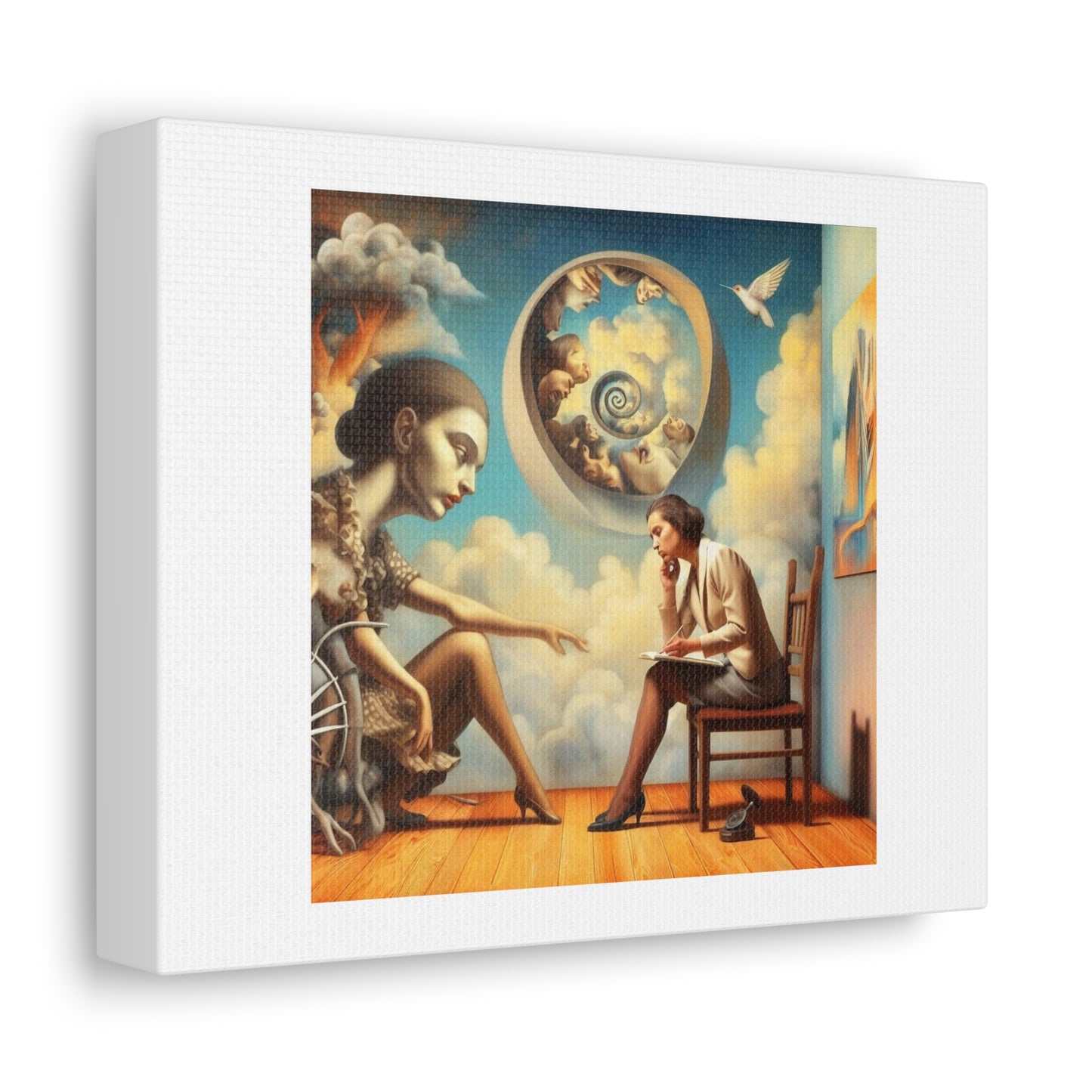 Woman and Her Existential Thoughts About Karma 'Designed by AI' Art Print on Canvas