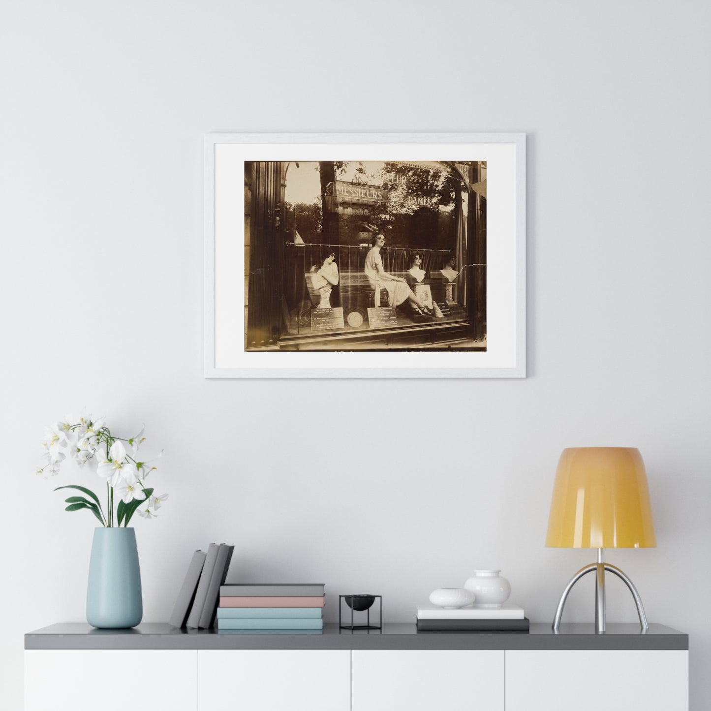 Salon de Coiffure 'Hairdresser's Shop' by Eugène Atget, from the Original, Framed Print