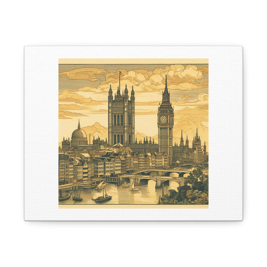 Woodblock Print of London in the Style of Hokusai 'Designed by AI' Art Print on Canvas