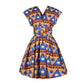 African Print Halter Dress, Pleated Skirt