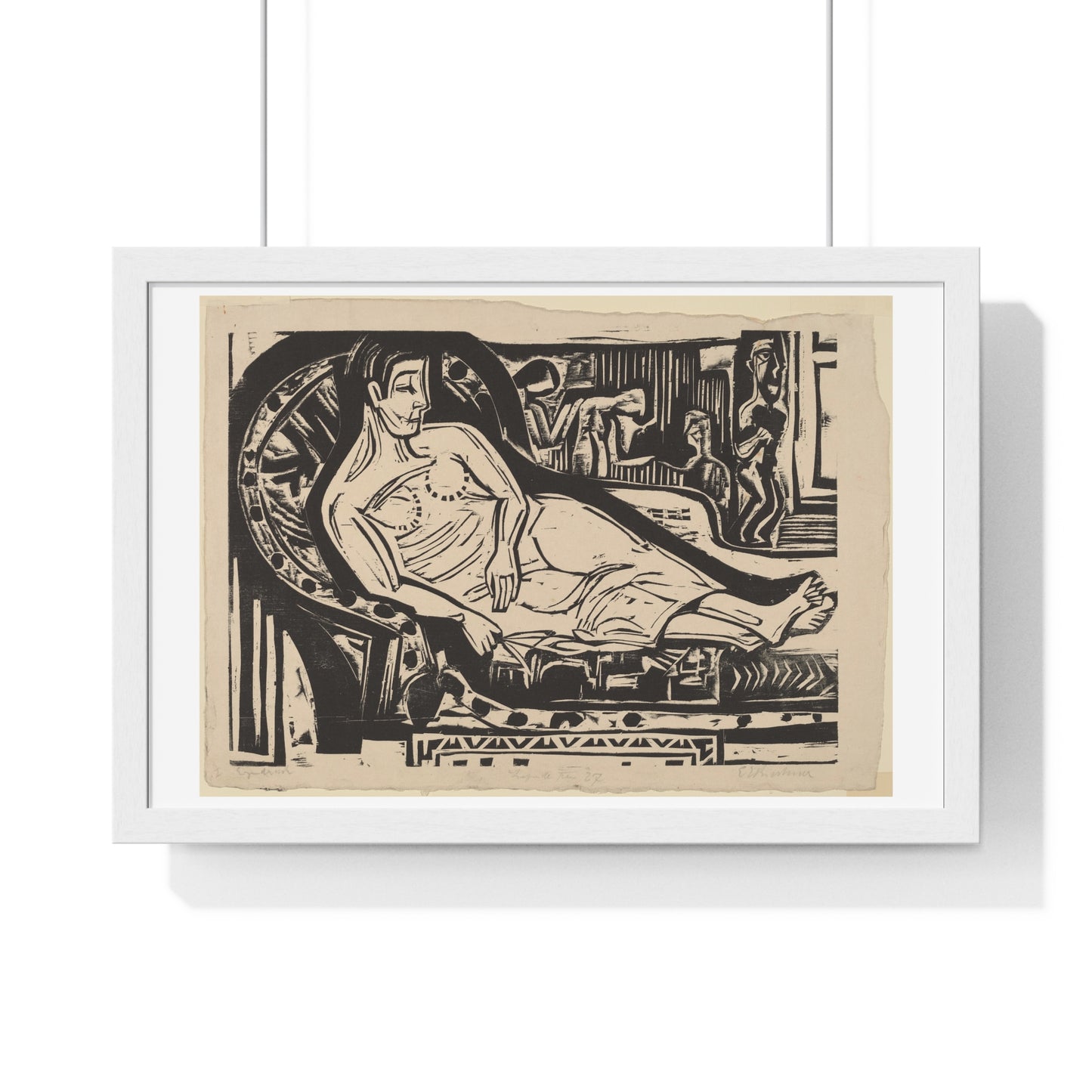 Woman Lying on a Sofa (1926) by Ernst Ludwig Kirchner, from the Original, Framed Art Print
