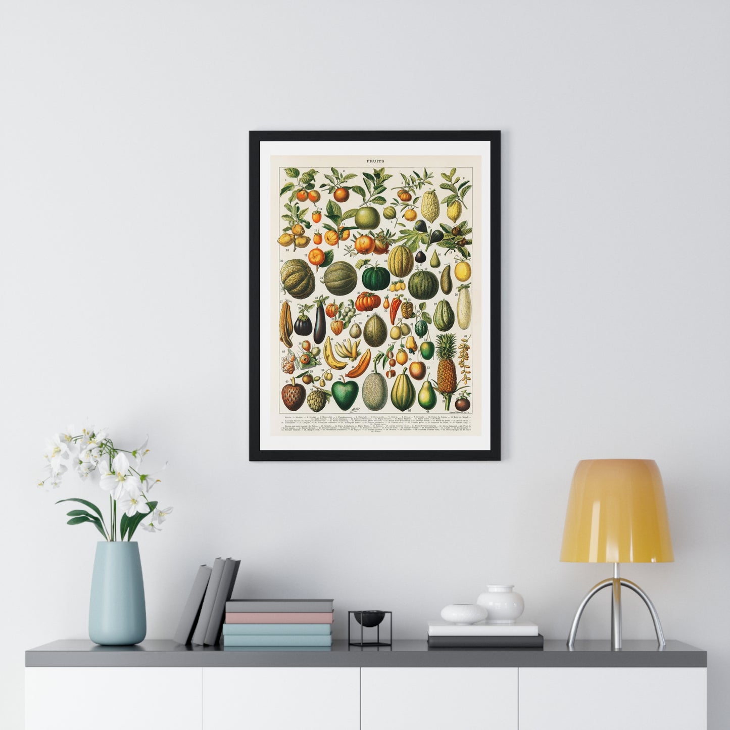 Vintage Illustration of Fruits and Vegetables from 'Nouveau Larousse Illustre' (1898), by Larousse, Pierre, Augé and Claude, from the Original, Framed Print