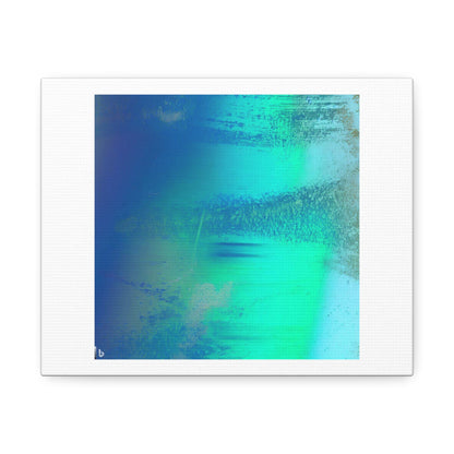 Blue Green Matte, Messy, Smear, Smudge, Flat, Scratches, Signature Watermark 'Designed by AI' Print on Canvas