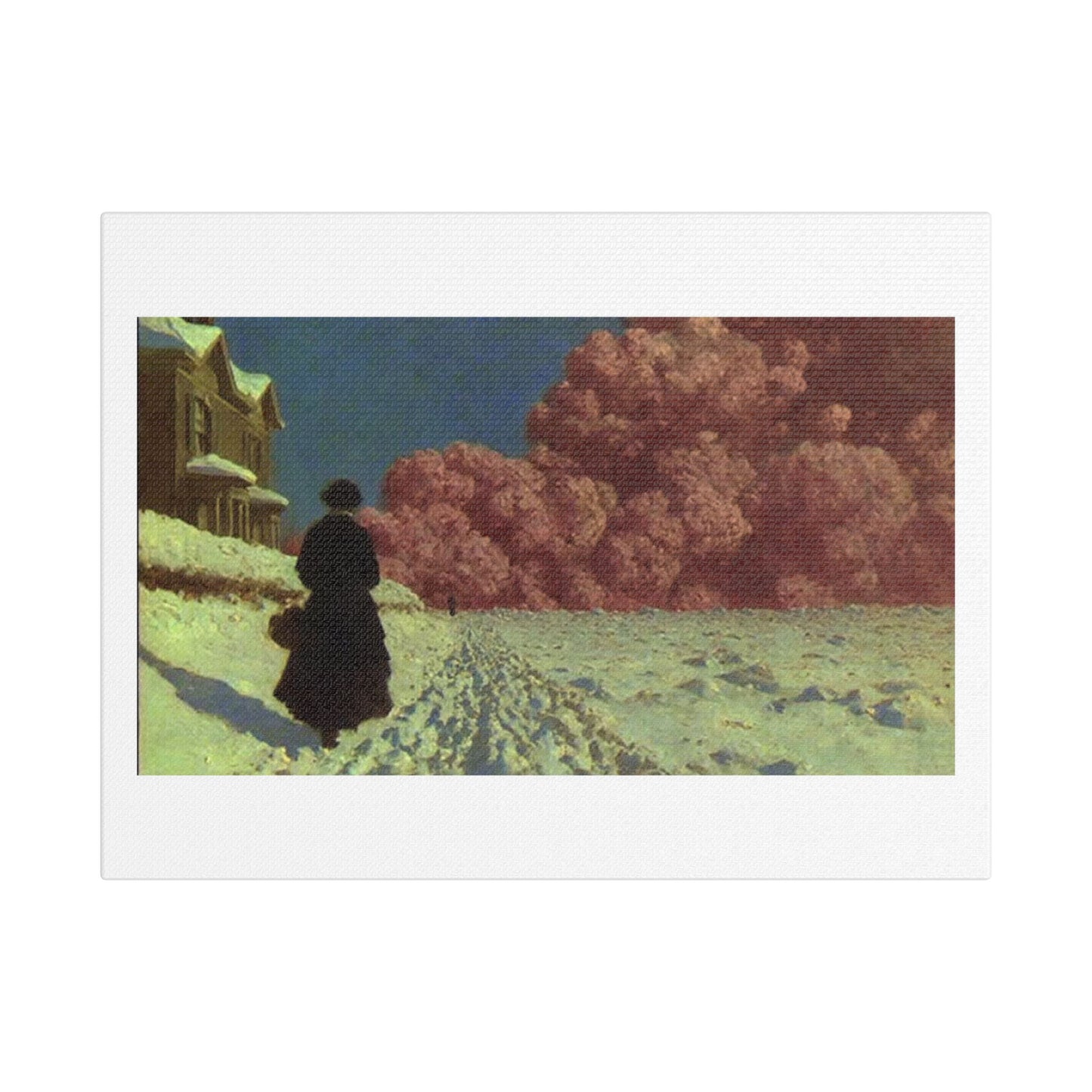 Victorian Woman in a Winter Scene, 19th Century Pastel Art 'Designed by AI' Print on Canvas
