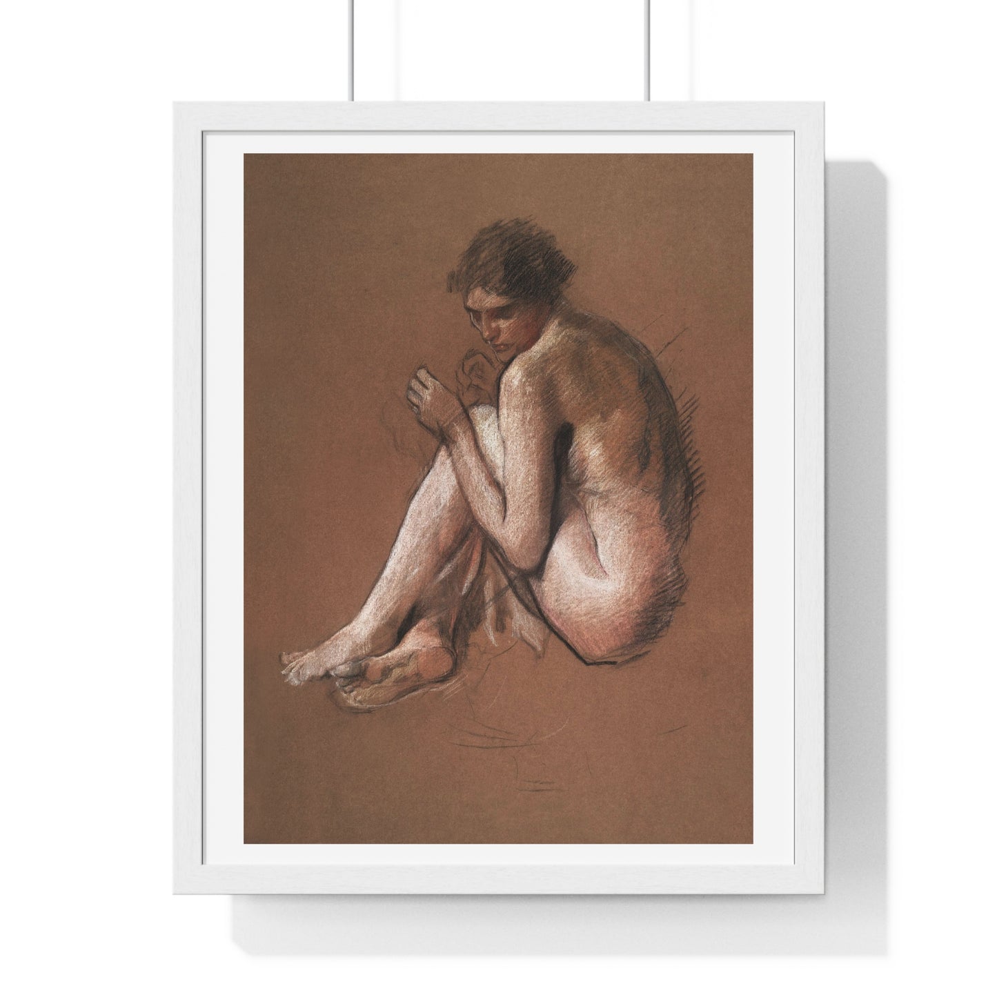 Seated Nude Female Figure by Edwin Austin Abbey from the Original, Framed Art Print