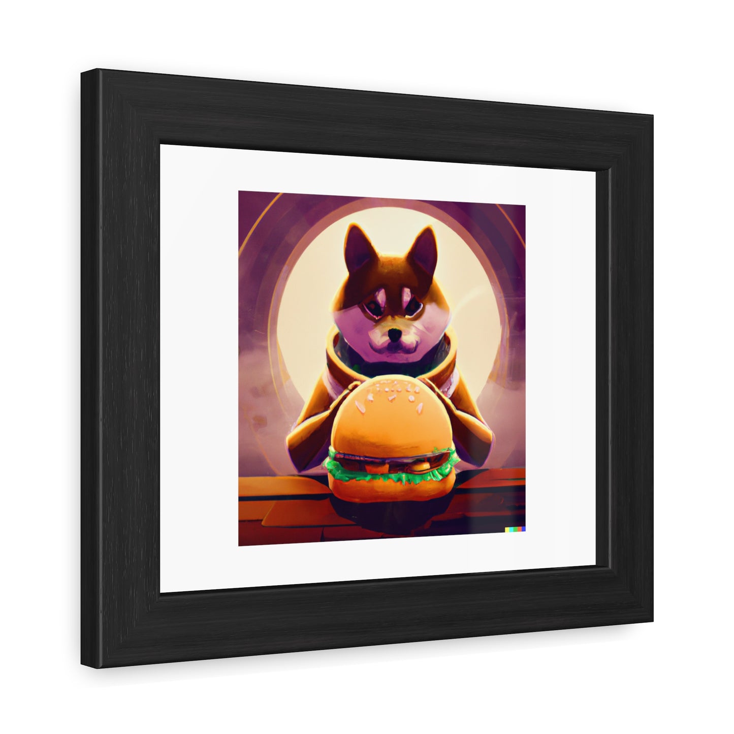 Shiba Inu Digital Art 'Designed by AI' Poster encadré en bois en papier mat classique