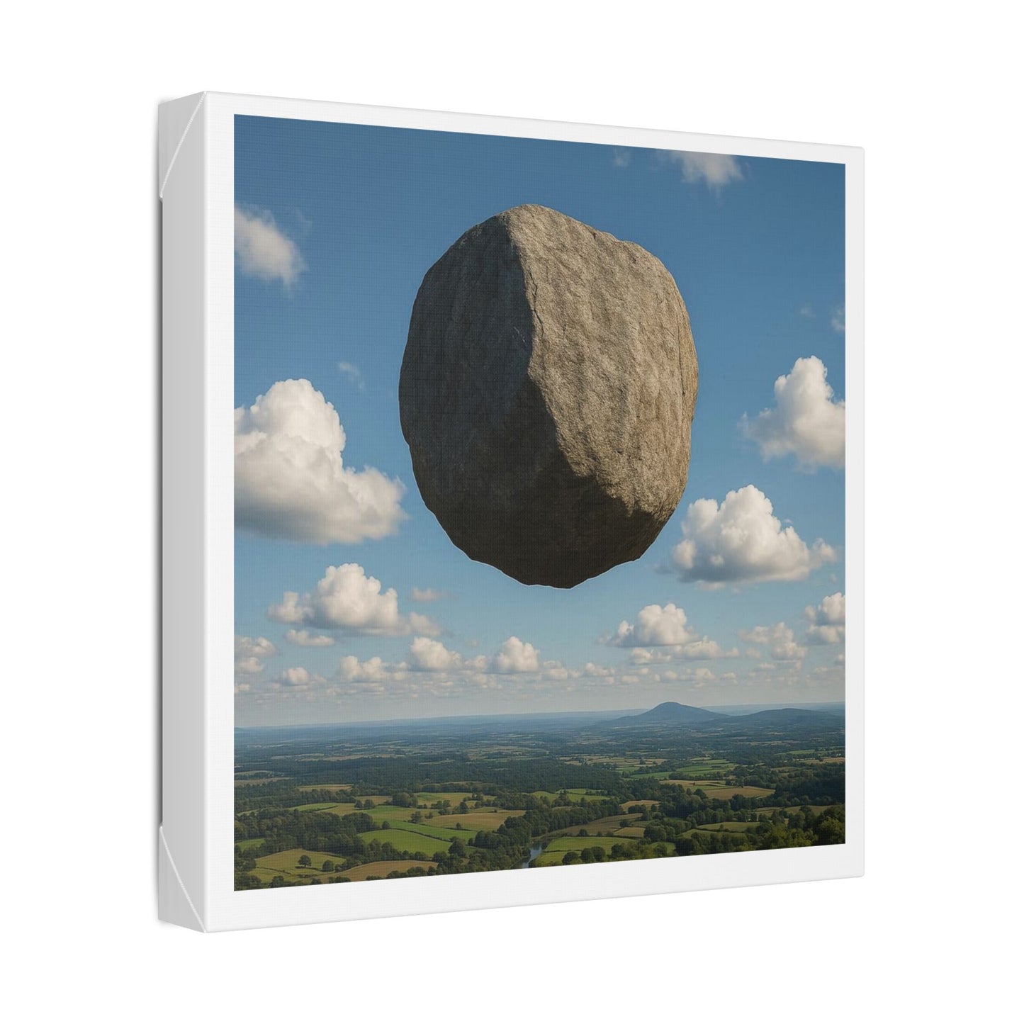Levitated Mass Suspended Above a Beautiful Landscape 'Designed by AI' Canvas Art Print