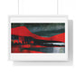 Unreal Landscape, Red and Grey Decor Art, Large Framed Print