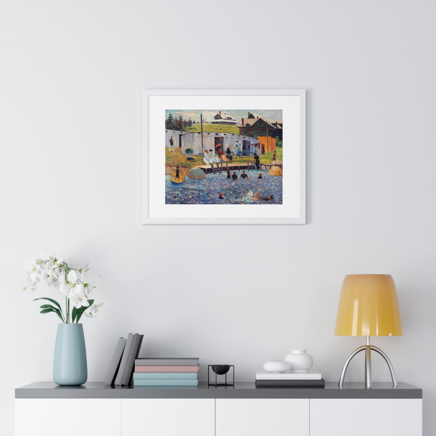 The Bathing Hour, Chester, Nova Scotia (1910) by William James Glackens, from the Original, Framed Print