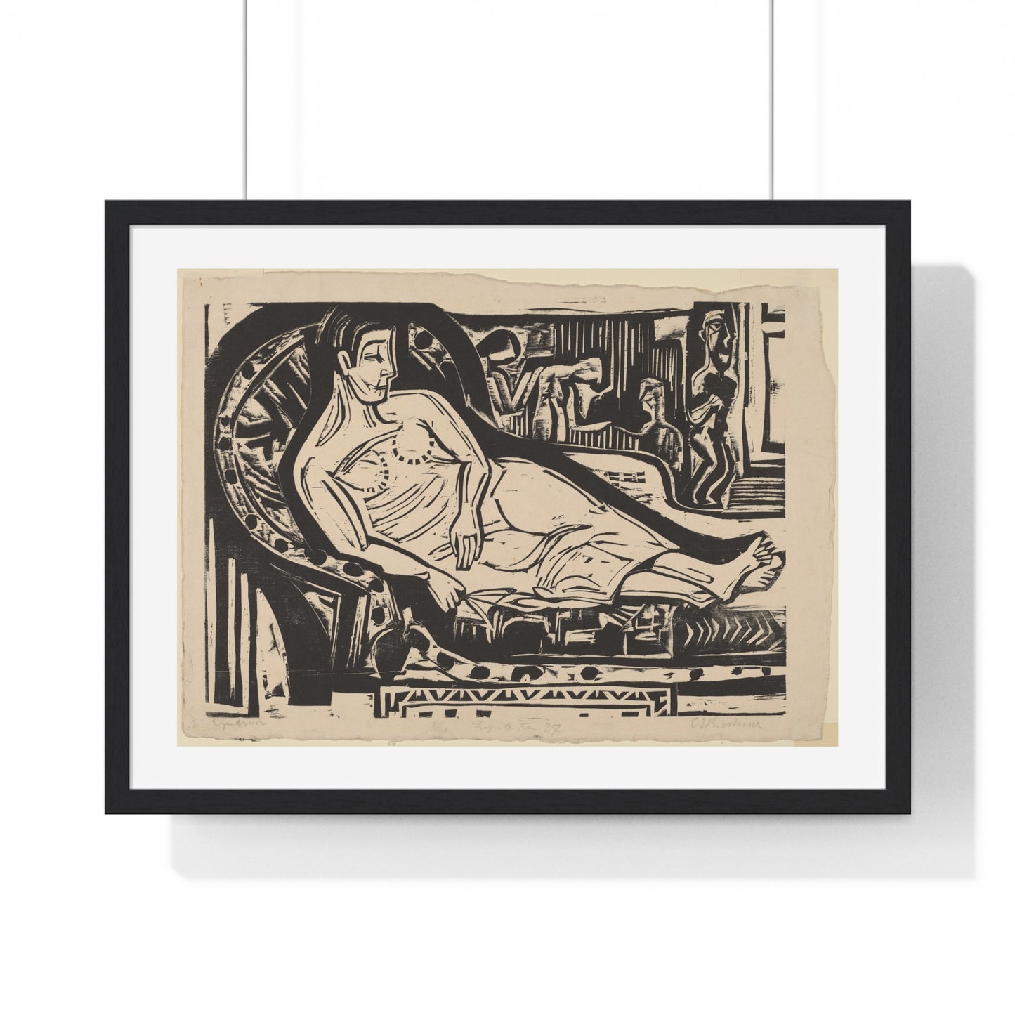 Woman Lying on a Sofa (1926) by Ernst Ludwig Kirchner, from the Original, Framed Art Print