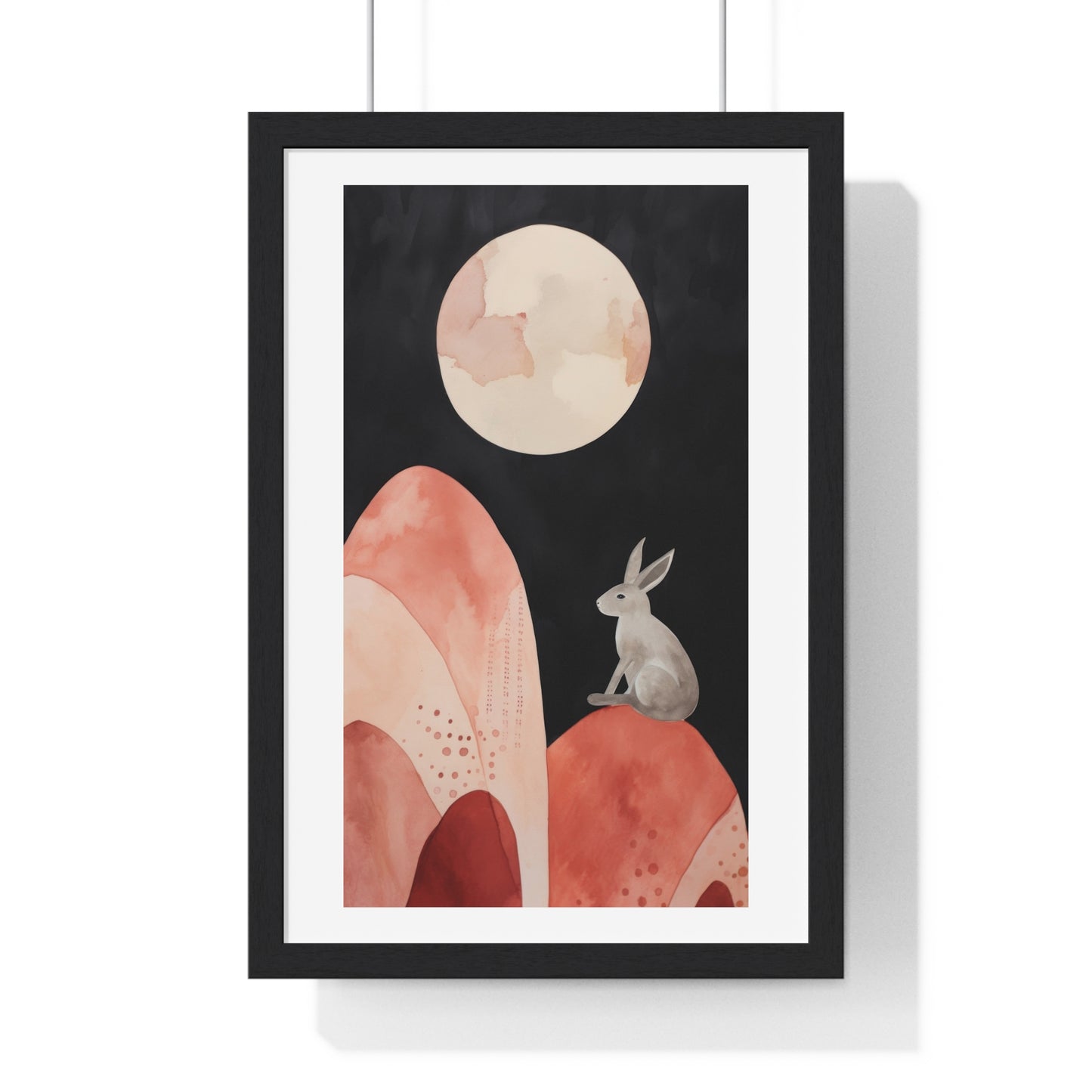 Bunny on the Moon 'Designed by AI' Wooden Framed Print