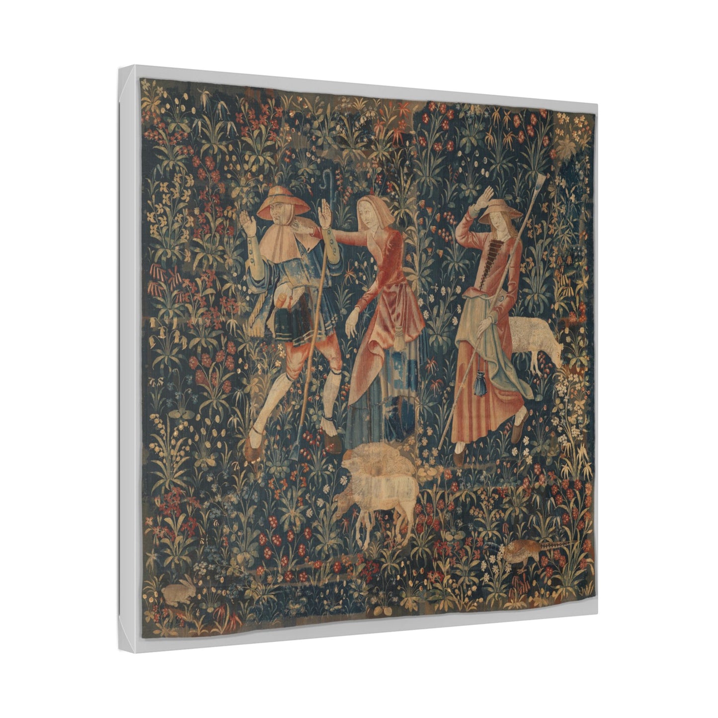 Shepherd and Shepherdesses, South Netherlandish Tapestry (1500–1530) Canvas Art Print