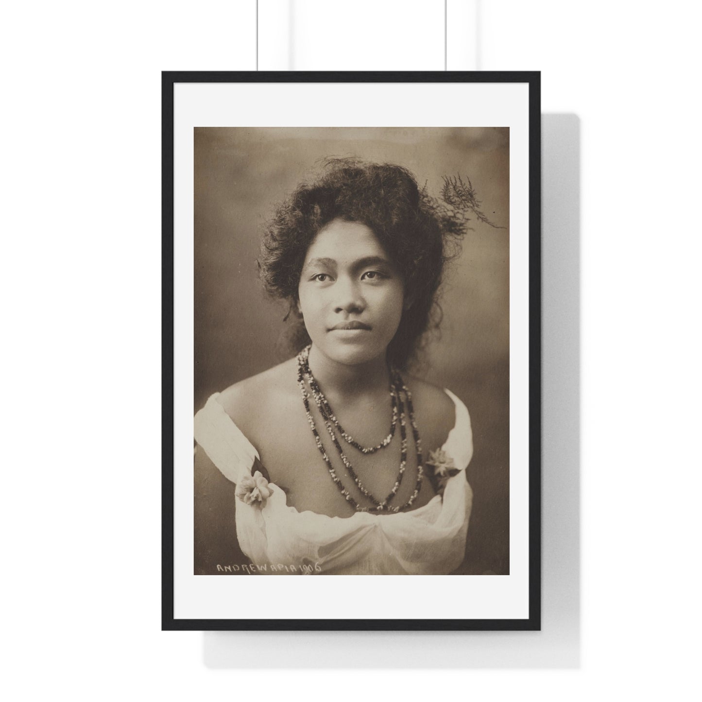 Portrait of a Young Samoan Woman (1906) by Thomas Andrew, from the Original, Framed Print