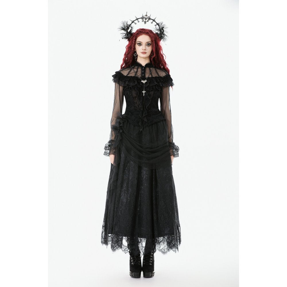 Dark in Love Seraphina Gothic Blouse, Layered Lace Cuffs