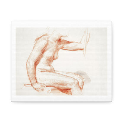 Study of a Female Nude, Seated (1870–1879) by George Richmond, Art Print from the Original Sketch