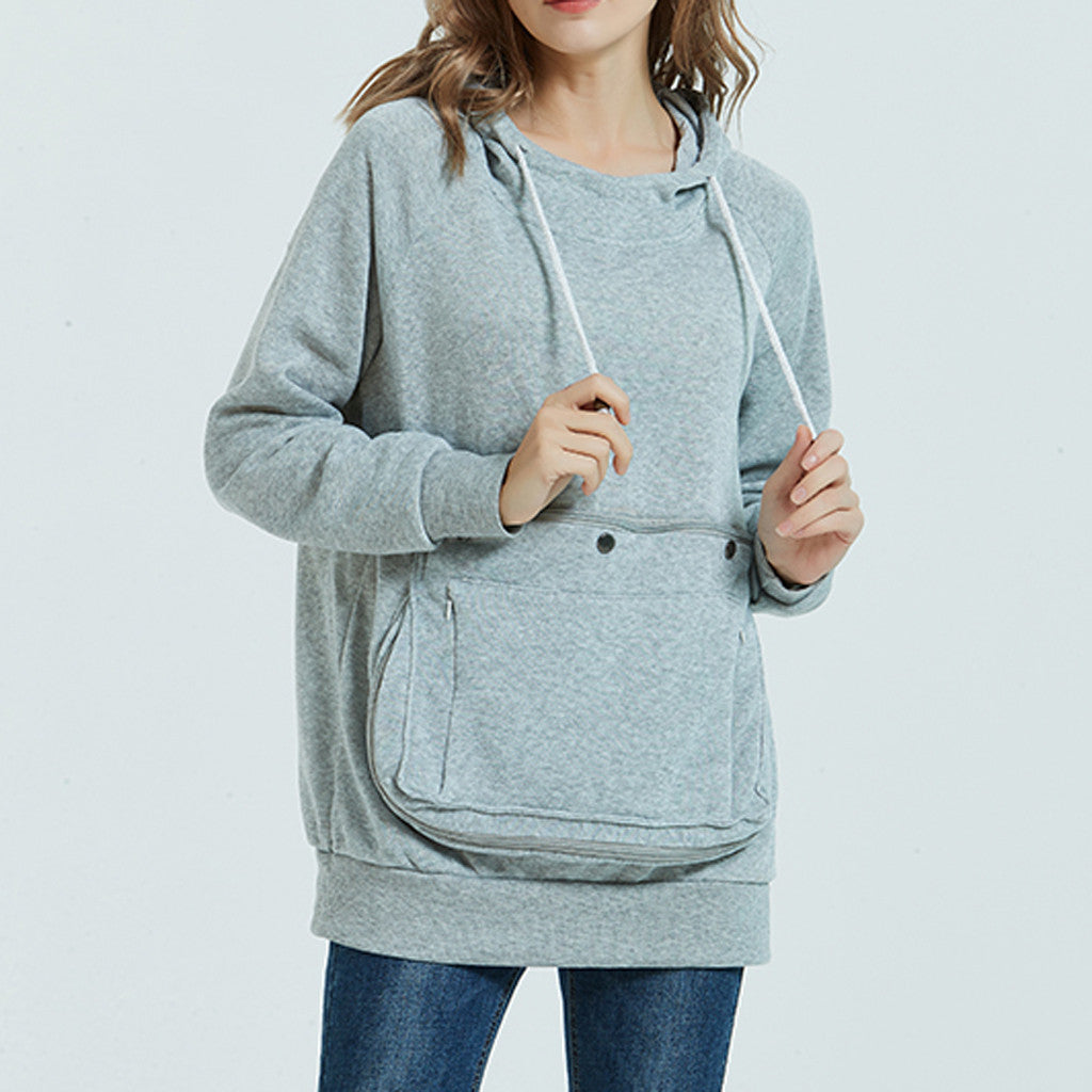 Women's Hoodie with Super-Size Front Travel Pocket, Multi Colours