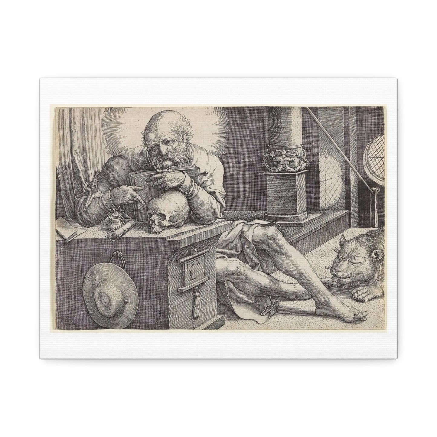 Saint Jerome in His Study (1521) by Lucas van Leyden from the Original, Framed Art Print