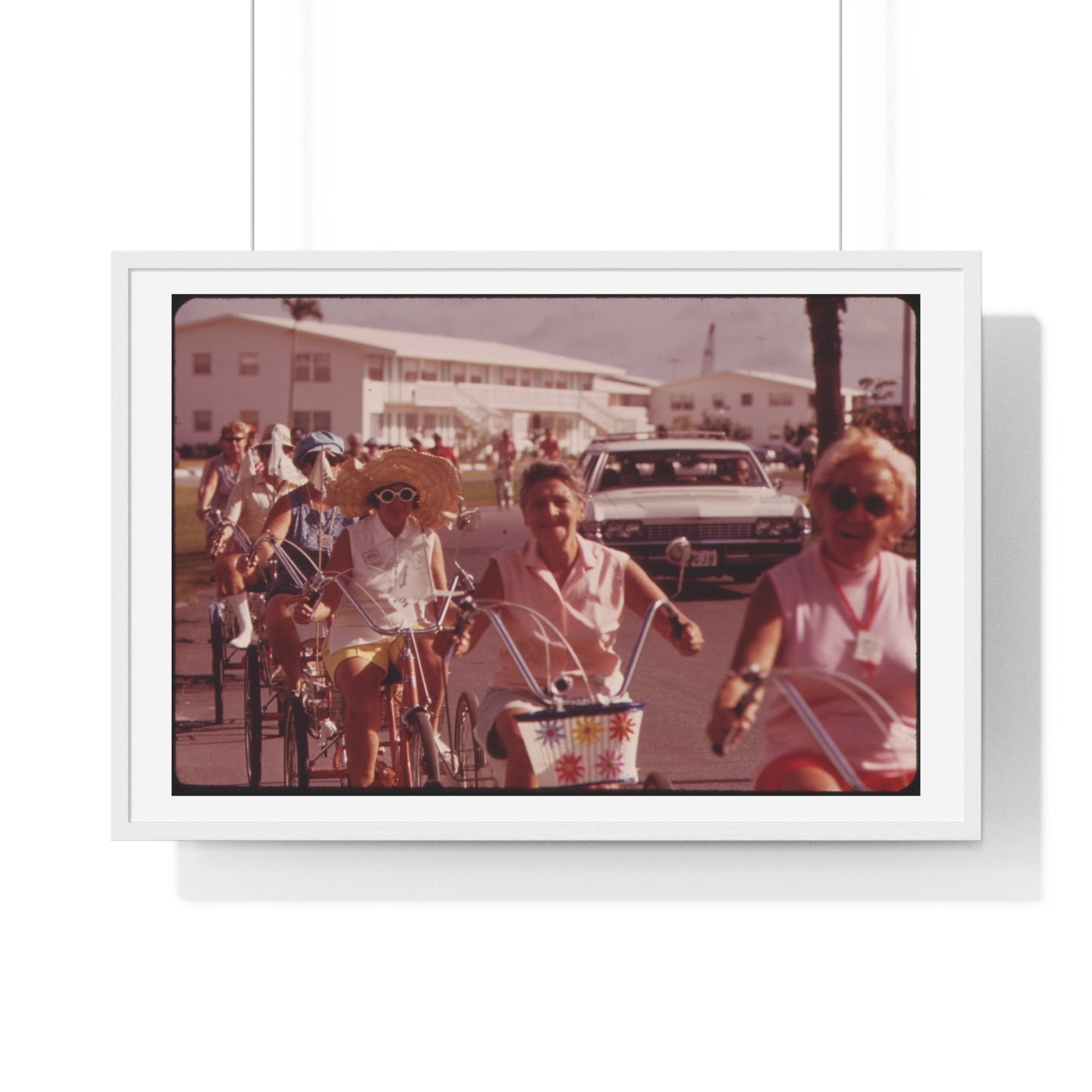 Tricycle Club at the Century Village Retirement Community (circa 1973) Vintage Photography by Flip Schulke, Framed Print