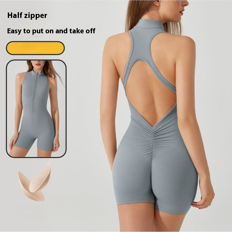 Brocade Brushed Sports Yoga Hip-Lifting Jumpsuit