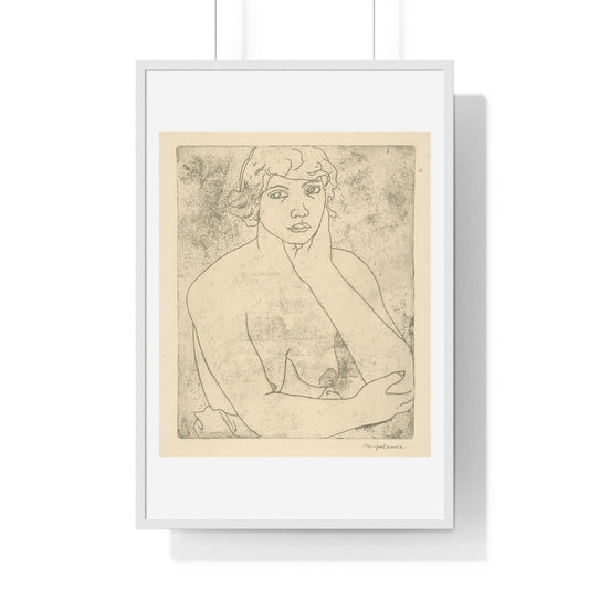 Bust of a Young Woman Female Elbow by Mikuláš Galanda, from the Original, Wooden Framed Print